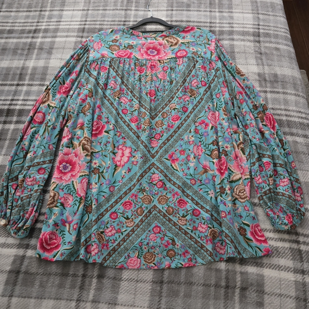 Spell Teal Babushka Blouse SZ XXL + Jasmine Fan NWT 🩵🩷 RESERVED❣️ - Picture 10 of 14